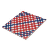 Rood Wit en Blauw Gingham Plaid Tegeltje (Zijkant)
