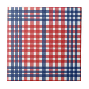 Rood Wit en Blauw Gingham Plaid Tegeltje