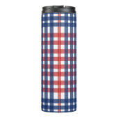 Rood Wit en Blauw Gingham Plaid Thermosbeker (Achterkant)