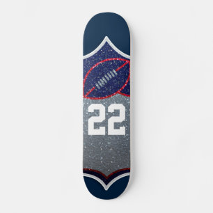 Rood Wit en Blauw Glitter Football Jersey Nummer Skateboard
