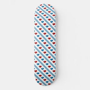 Rood wit en blauw hart en diagonale strepen skateboard