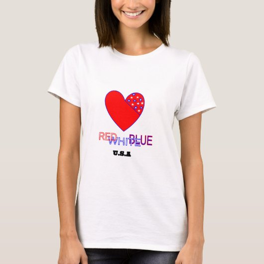 Rood, wit en blauw hart T-shirt (Voorkant)