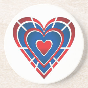 Rood wit en blauw hart zandsteen onderzetter