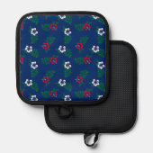 Rood, wit en blauw Hibiscus Pot Holders Pannenlap (Voorkant / Achterkant)