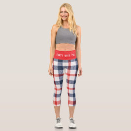  ROOD WIT en BLAUW High-Waisted Capris