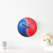 Rood wit en blauw honkbal ronde klok (Huis)