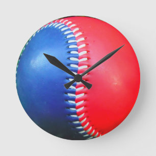 Rood wit en blauw honkbal ronde klok