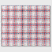 Rood Wit en Blauw Houndstooth Patroon Cadeaupapier (Vlak)