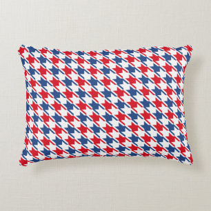 Rood wit en blauw Houndstooth Pattern Accent Kussen
