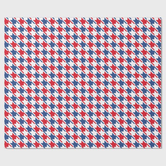 Rood wit en blauw Houndstooth Pattern Cadeaupapier (Vlak)
