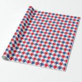 Rood wit en blauw Houndstooth Pattern Cadeaupapier (Uitgerold)