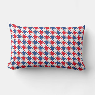 Rood wit en blauw Houndstooth Pattern Kussen