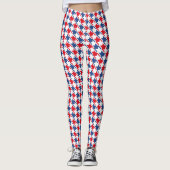 Rood wit en blauw Houndstooth Pattern Leggings (Voorkant)