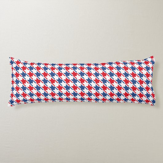 Rood wit en blauw Houndstooth Pattern Lichaamskussen (Voorkant)