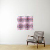 Rood wit en blauw Houndstooth Pattern Wandkleed (In Situ (horizontaal))