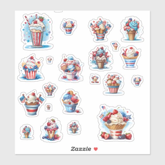 Rood wit en blauw ijs sticker (Vel)