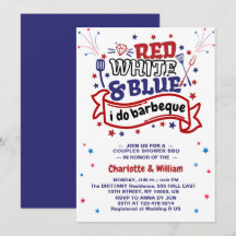 Rood Wit en Blauw ik doe BBQ Koppel Bruidsdouche