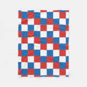 Rood wit en blauw ingecheckt patroon fleece deken (Voorkant)