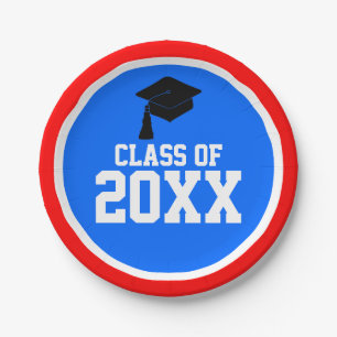 Rood-wit en blauw jaar GraduPartij Papieren Bordje