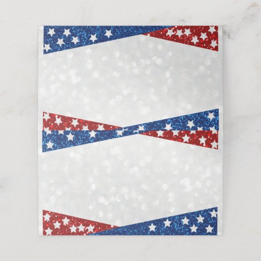 Rood, wit en blauw juli 4 Glitter (Buitenkant ongevouwen)
