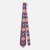 Rood Wit en Blauw Kaleidoscoop Patroon Necktie Stropdas (Voorkant)