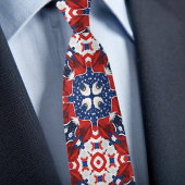Rood Wit en Blauw Kaleidoscoop Patroon Necktie Stropdas