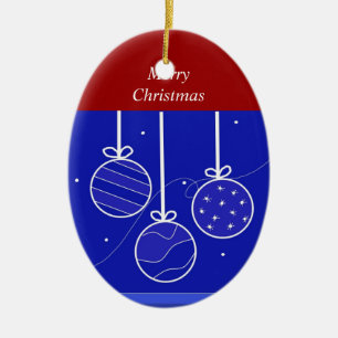 Rood, Wit en Blauw Kerstversiering Keramisch Ornament