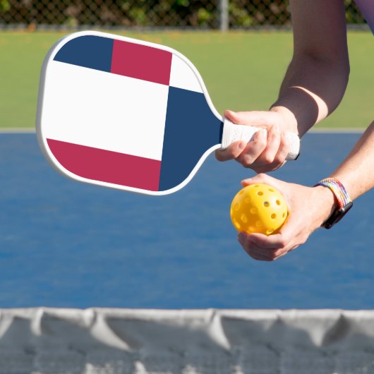 Rood wit en blauw kleurenblok afdrukken pickleball paddle (Insitu)