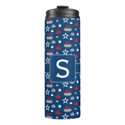 Rood, wit en blauw, krullen thermisch getumbler thermosbeker (Voorkant)