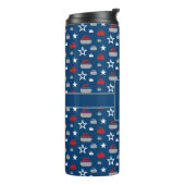 Rood, wit en blauw, krullen thermisch getumbler thermosbeker (Gedraaid links)