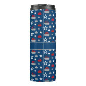 Rood, wit en blauw, krullen thermisch getumbler thermosbeker (Achterkant)