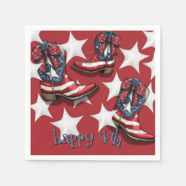 Rood wit en blauw laarzen en bogen servet