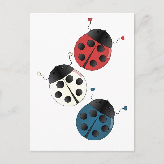 Rood wit en blauw Ladybugs Briefkaart (Voorkant)