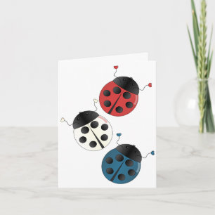 Rood wit en blauw Ladybugs Kaart