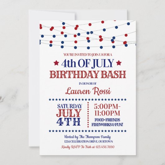 Rood, wit en blauw licht op 4 juli 2010 kaart (Voorkant)