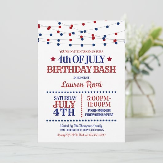 Rood, wit en blauw licht op 4 juli 2010 kaart (Staand voorkant)