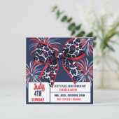 Rood wit en blauw luipaard Coquette Bow Kaart (Staand voorkant)