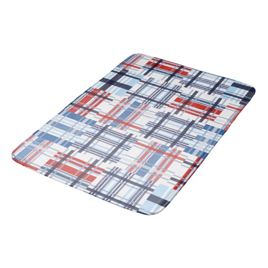 Rood, wit en blauw Madras Bath Mat (Gekanteld)
