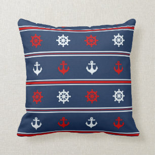 Rood Wit En Blauw Maritiem Patroon Kussen