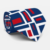 Rood, Wit en Blauw Modern Geometrisch Stropdas (Opgerold)