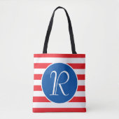 Rood wit en blauw monogram draagtas (Voorkant)