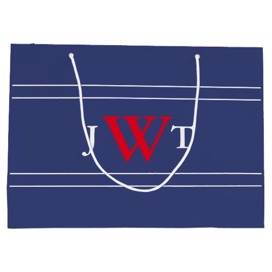 Rood wit en blauw monogram Sjabloon Groot Cadeauzakje (Achterkant)