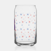 Rood wit en blauw monogram vuurwerk blikvorm glas (Links)