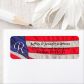 Rood Wit en Blauw Naam Terugkeeradres Monogram Etiket (Insitu)