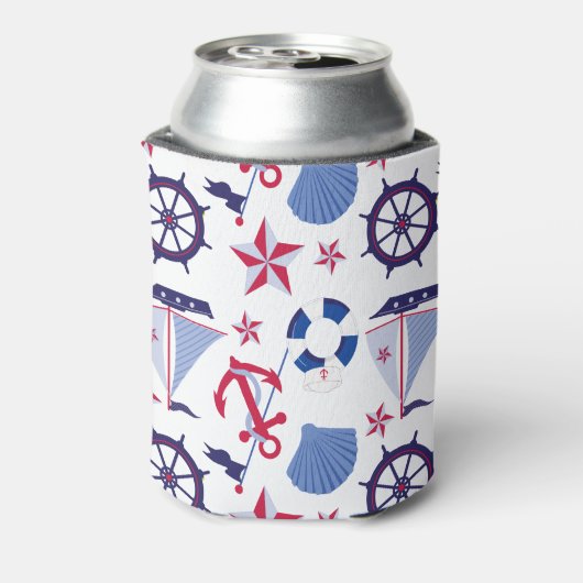 Rood wit en blauw nautisch monogram blikjeskoeler (Blikje Achterkant)