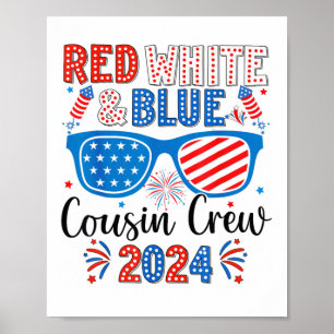 Rood wit en blauw neef bemanning 2024 4 juli am poster