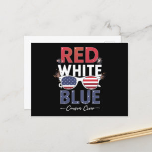Rood wit en blauw neef crew 4th van juli briefkaart
