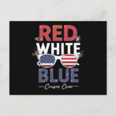Rood wit en blauw neef crew 4th van juli briefkaart (Voorkant)