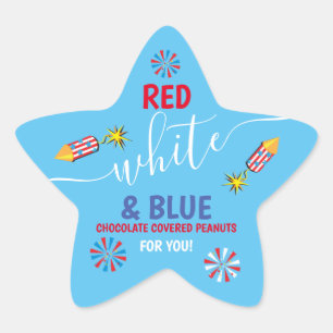 rood, wit en blauw op 4 juli ster sticker