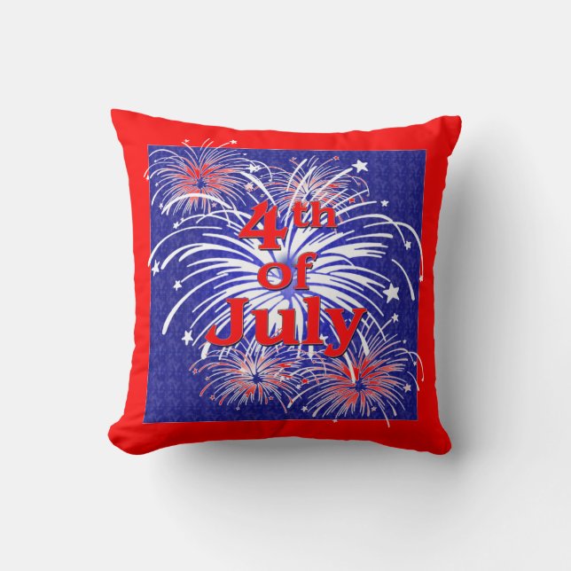 Rood, wit en blauw op 4 juli vuurwerk kussen (Voorkant)